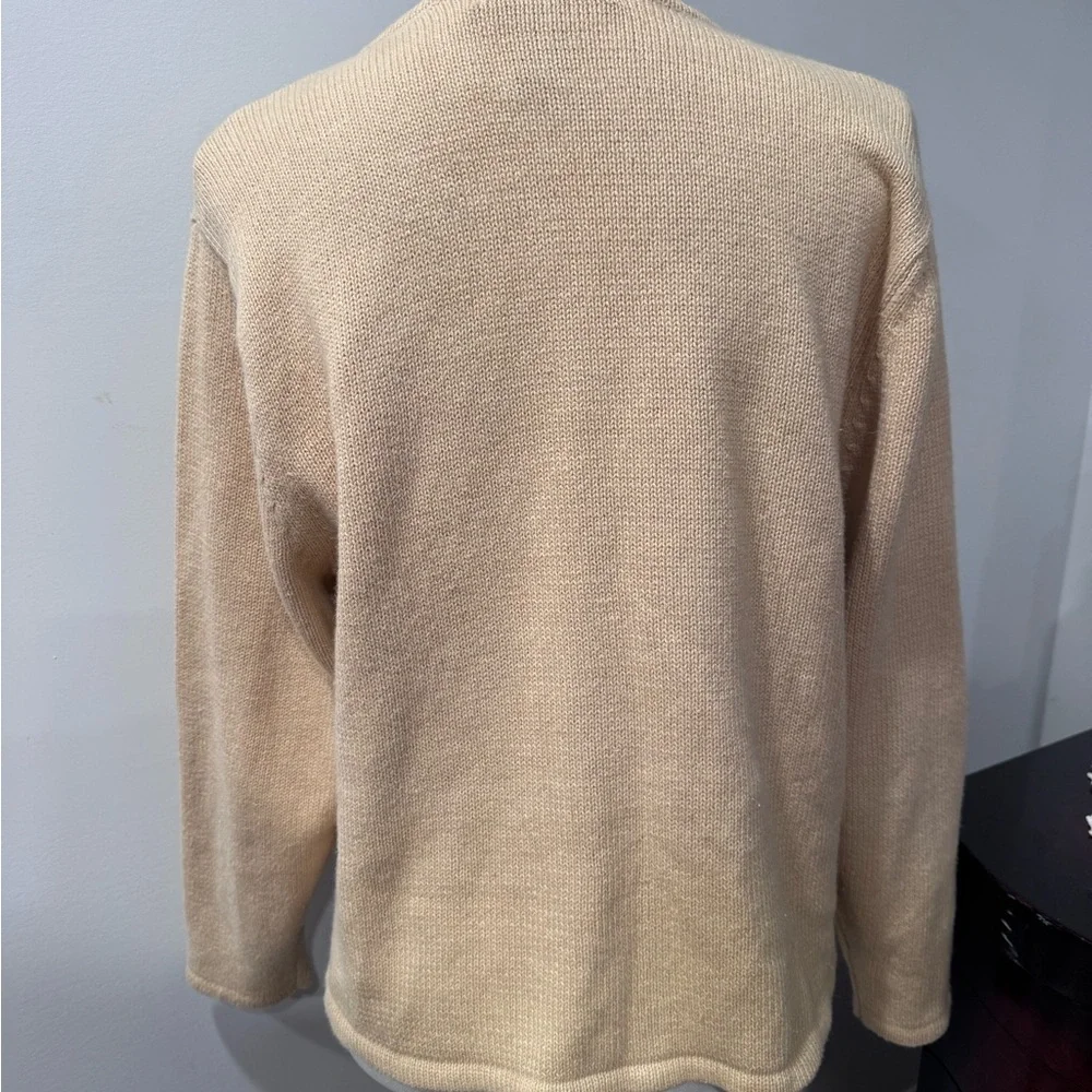 Vintage Christian Festive Beige Sweater with Star Accents - Picture 4 of 8